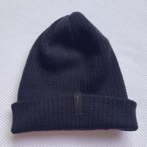 BULA Black Merino Wool Blend Beanie One Size Roll Hem Ribbed Winter Ski Outdoor